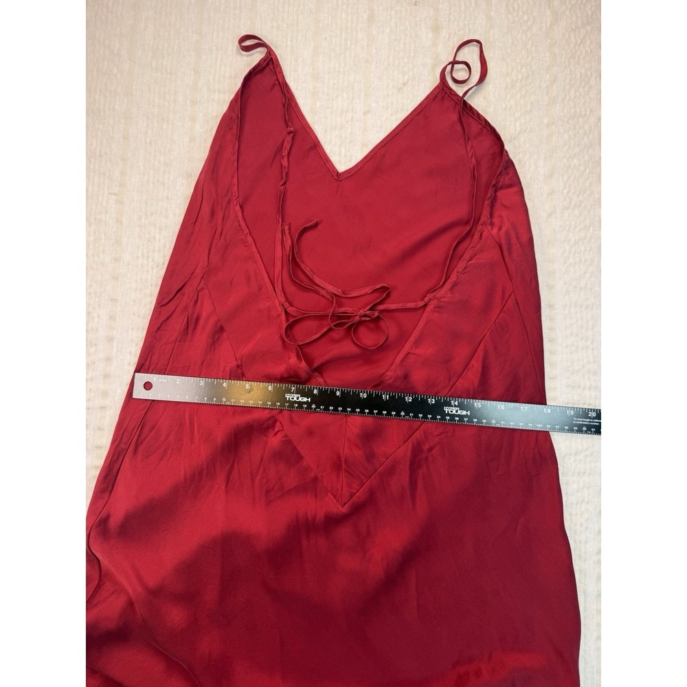 Nordstrom 100% Silk Red Slip Dress Maxi Backless Tie Size Large - Picture 6 of 7